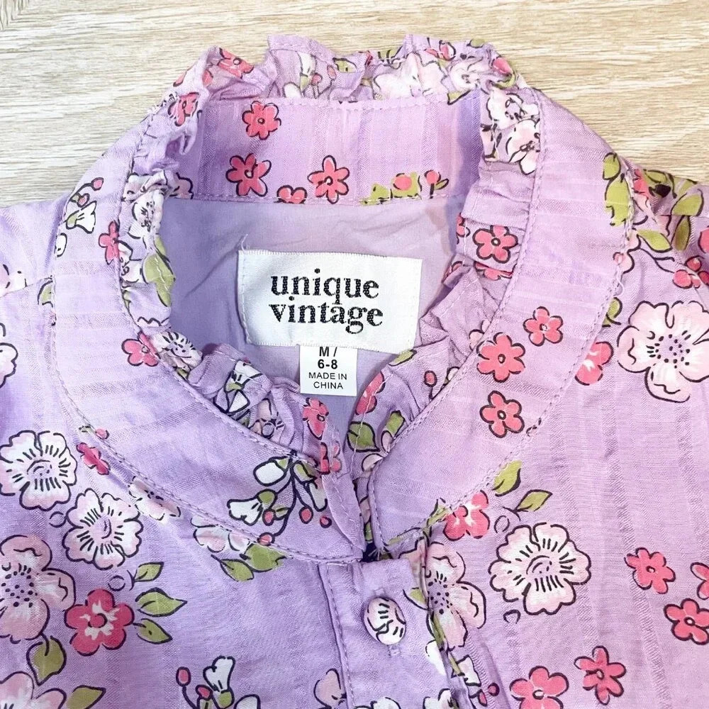 Unique Vintage Purple Ruffled Midi Dress - Picture 3 of 3
